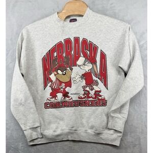 Vintage Looney Tunes Nebraska Cornhuskers Sweatshirt Double Sided USA Men's XL